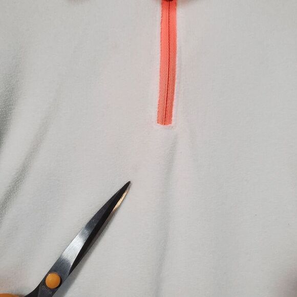 Columbia Sweatshirt Womens Large White Fleece Sportswear Logo 1/4 Zip Pullover - Picture 2 of 9